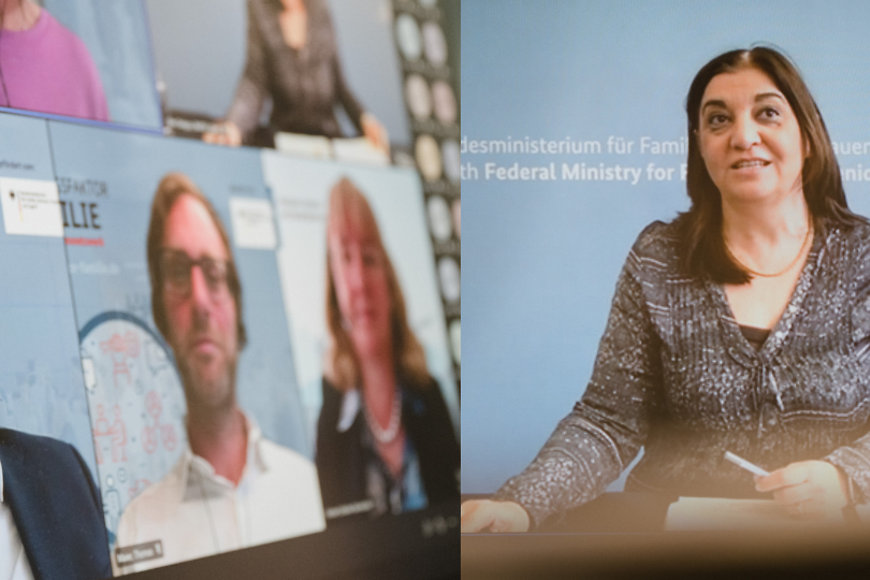 Personen kommunizieren miteinander über Webcam