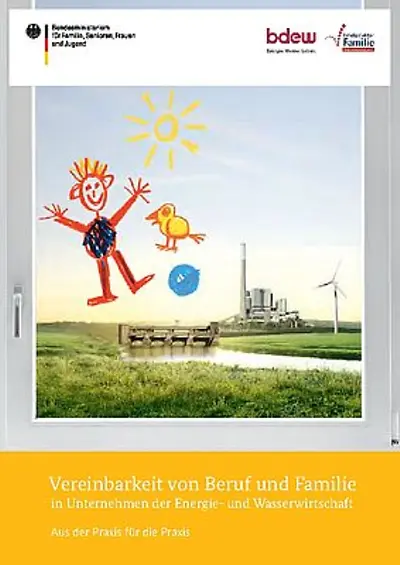 Broschüre mit Schriftzug "Vereinbarkeit von Beruf und Familie"