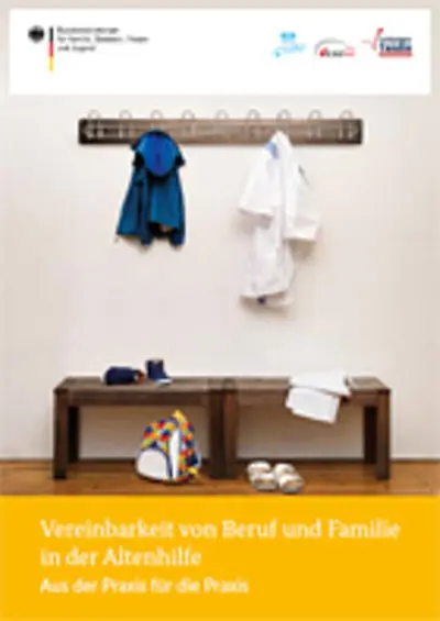 Broschüre mit Schriftzug "Vereinbarkeit von Beruf und Familie in der Altenhilfe"