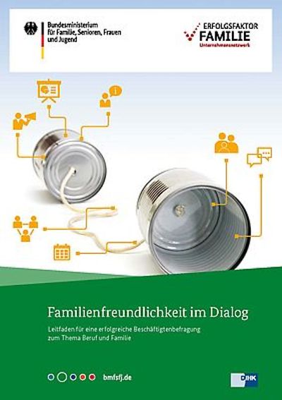 Broschüre mit Aufschrift "Familienfreundlichkeit im Dialog"
