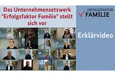 Schriftzug "Das Unternehmensnetzwerk "Erfolgsfaktor Familie" stellt sich vor", links davon viele kleine Portraits