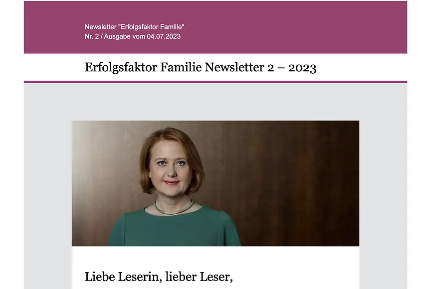 Ausschnitt aus dem Newsletter Erfolgsfaktor Familie von 4. Juli 2023