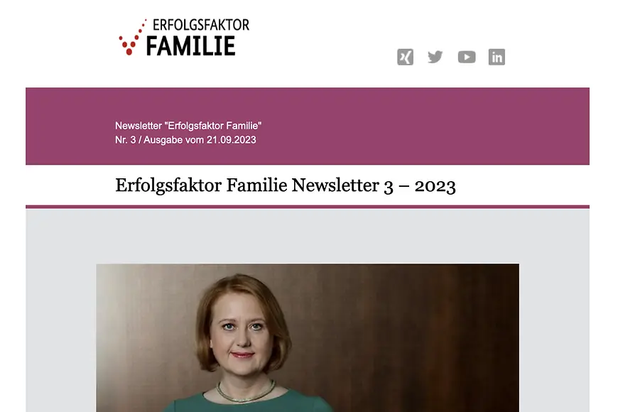 Ausschnitt aus dem Newsletter „Erfolgsfaktor Familie“