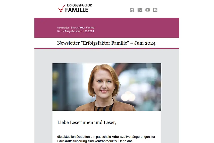 Ausschnitt aus dem neuen Newsletter "Erfolgsfaktor Familie" von Juni 2024