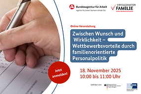 Symbolbild, in dem ein Formular ausgefüllt wird, zudem werden die Veranstaltungsdetails genannt.
