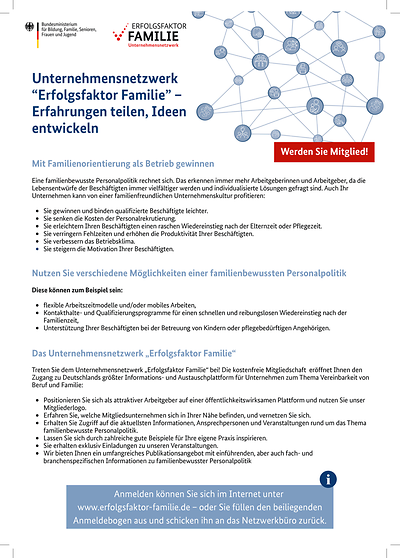 Zu sehen ist die erste Seite des Anmeldebogens für das Unternehmensnetzwerk EF_Seite_1