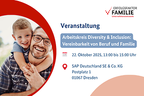 Symbolbild Vater mit Kind, zudem Veranstaltungsinformationen