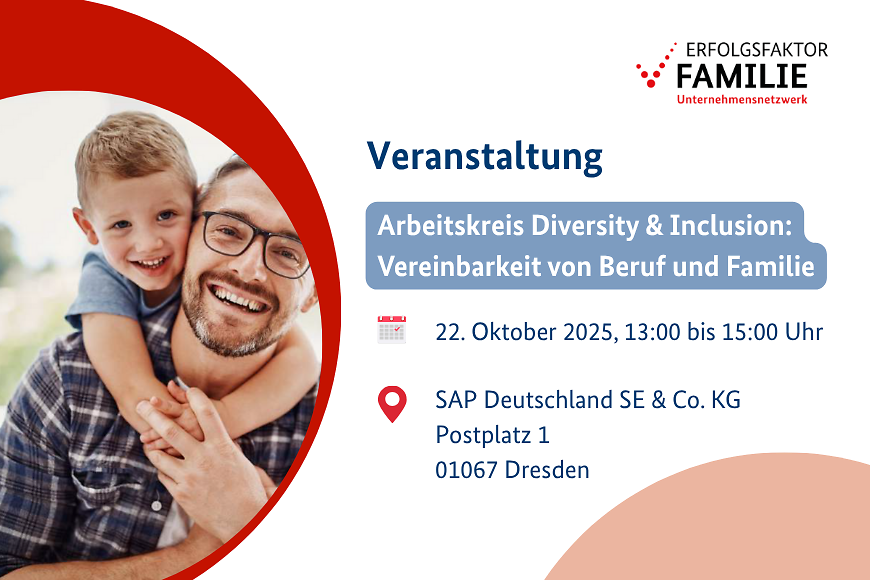 Symbolbild Vater mit Kind, zudem Veranstaltungsinformationen