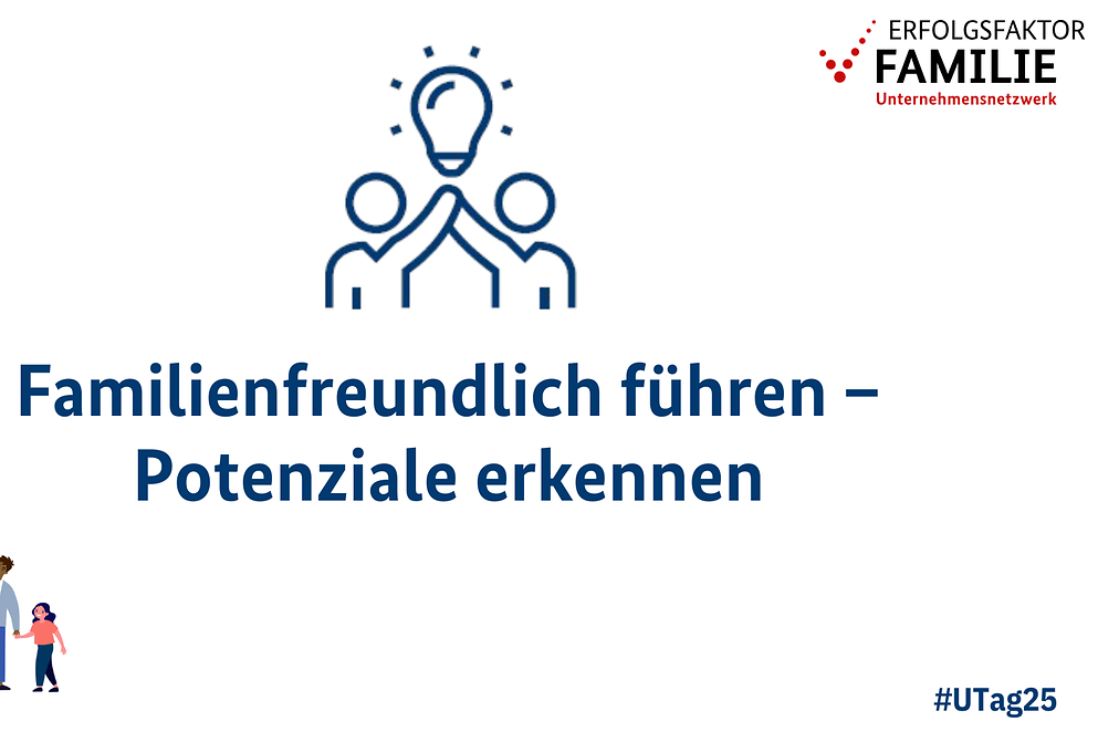 Symbolbild mit Überschrift "Familienfreundlich führen, Potenziale erkennen"
