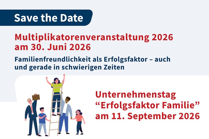 Zu sehen ist ein Bild, in dem die Termine für die Multiplikatorenveranstaltung und für den Unternehmenstag genannt werden